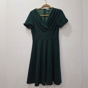 Elegant Retro A-line Green Dress